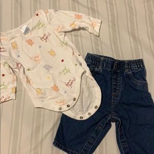 Baby Set: One bodysuit, one pair of denim jeans